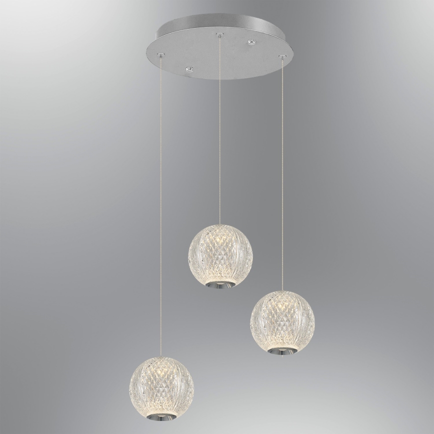 Lampadario LED sospeso CREMONA 3xLED/5W/230V 3000K cromo opaco