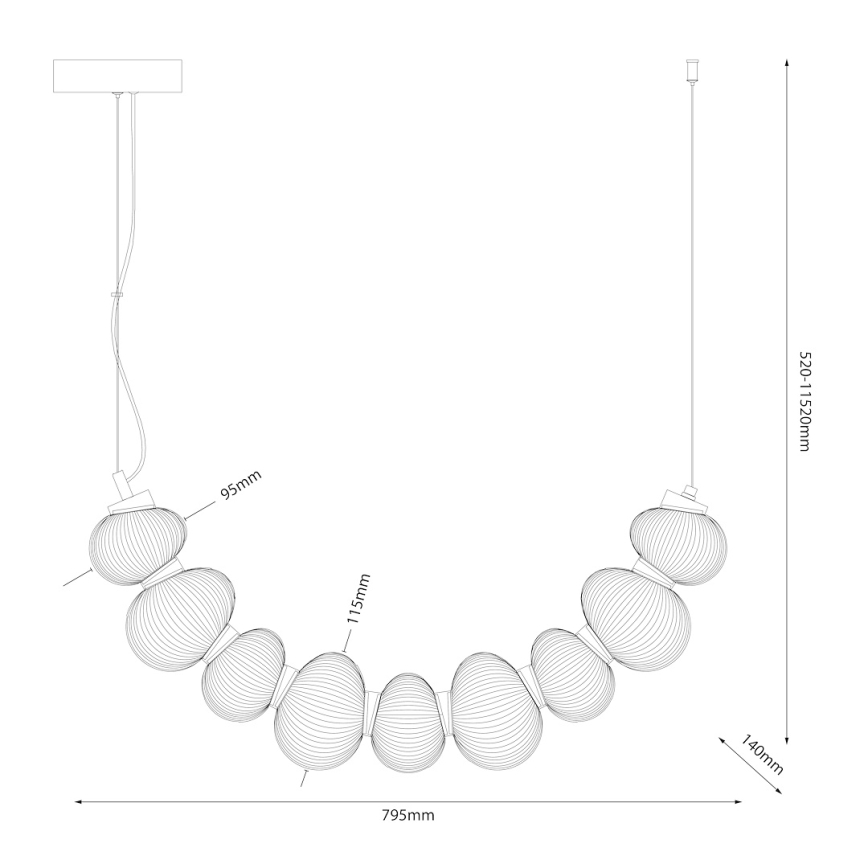 Lampadario LED sospeso su cavo BOLLA LED/36W/230V cromo lucido/grigio fumé