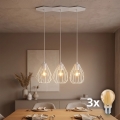 Lampadario LED sospeso su cavo BRYLANT 3xE27/60W/230V, bianco