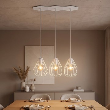 Lampadario LED sospeso su cavo BRYLANT 3xE27/60W/230V, bianco