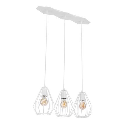 Lampadario LED sospeso su cavo BRYLANT 3xE27/60W/230V, bianco