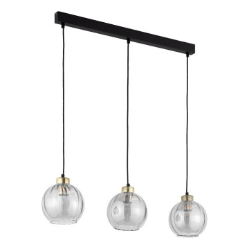 Lampadario LED sospeso su cavo DEVI 3xE27/15W/230V nero/fumé