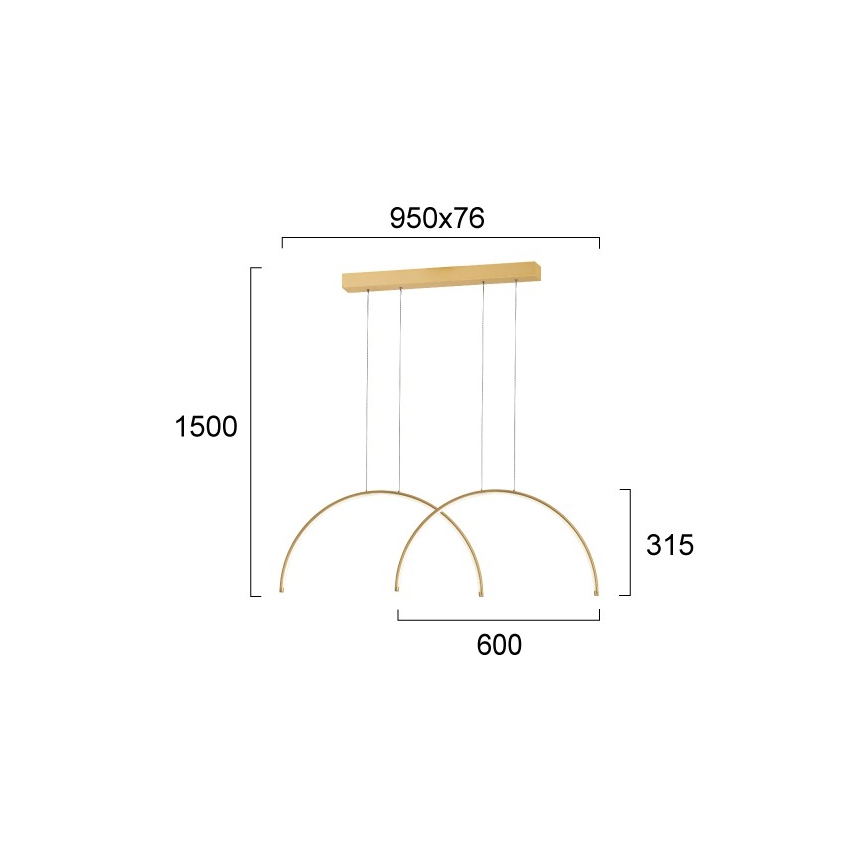 Lampadario LED sospeso su cavo MEGAN LED/39W/230V, finitura oro