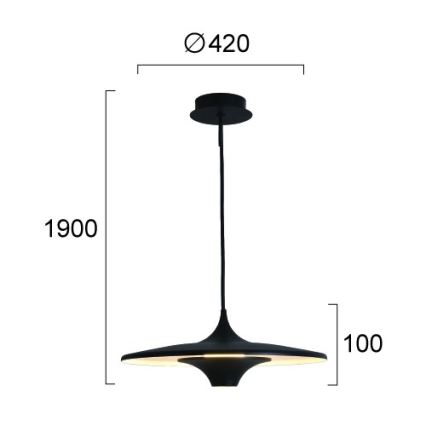 Lampadario LED sospeso su cavo RENE LED/19W/230V CRI 90 nero