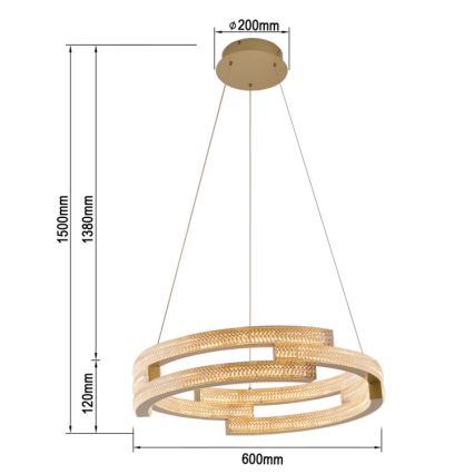 Lampadario LED sospeso su cavo TARJA LED/36W/230V 3000/4000/6000K Ø 60 cm oro
