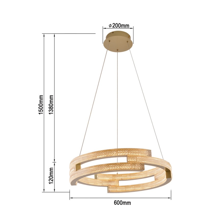 Lampadario LED sospeso su cavo TARJA LED/36W/230V 3000/4000/6000K Ø 60 cm oro