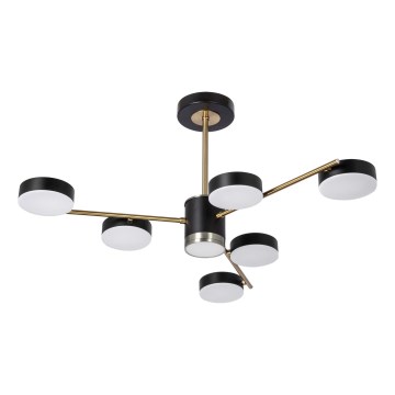 Lampadario LED su asta 6xLED/7W/230V + LED/6W 3000-6000K diam. 69 cm oro/nero