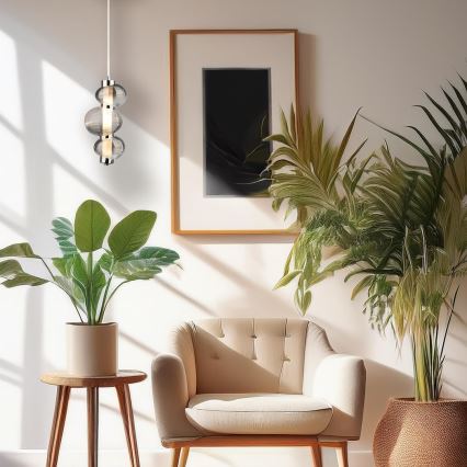 Lampadario LED su cavo BOLLA LED/12W/230V Ø 16 cm cromo lucido/grigio fumé