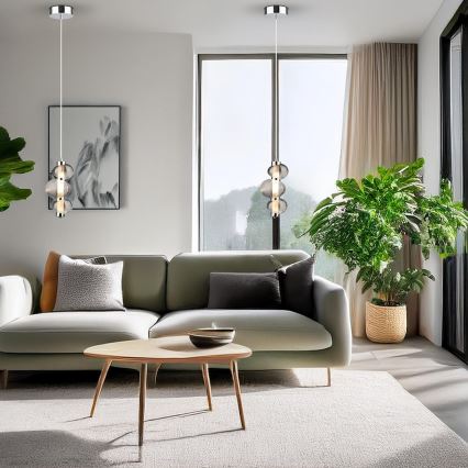 Lampadario LED su cavo BOLLA LED/12W/230V Ø 16 cm cromo lucido/grigio fumé