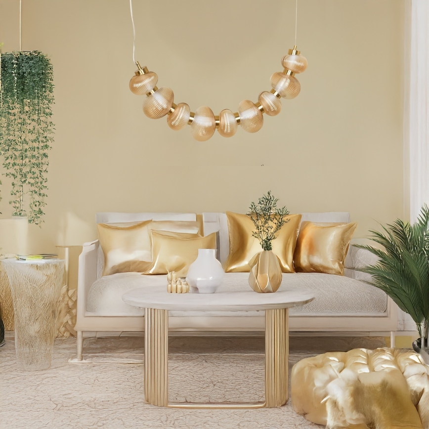 Lampadario LED su cavo BOLLA LED/36W/230V oro/beige fumé