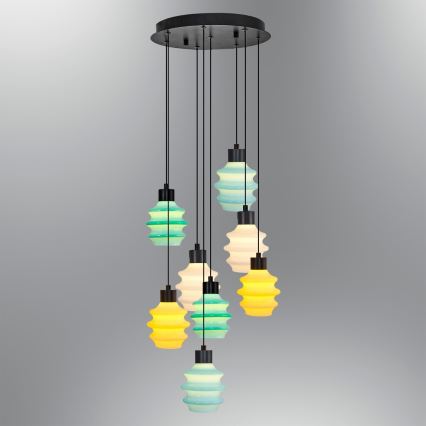 Lampadario LED su cavo CACTUS 8xLED/2,8W/230V 3000K verde/giallo/bianco