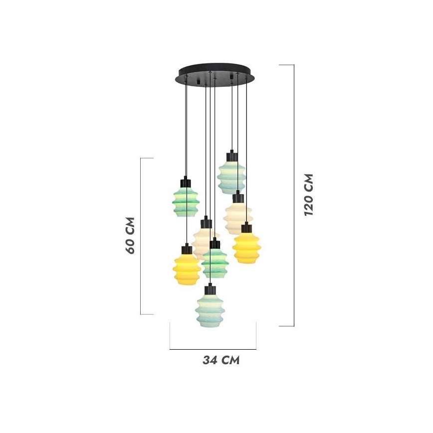 Lampadario LED su cavo CACTUS 8xLED/2,8W/230V 3000K verde/giallo/bianco