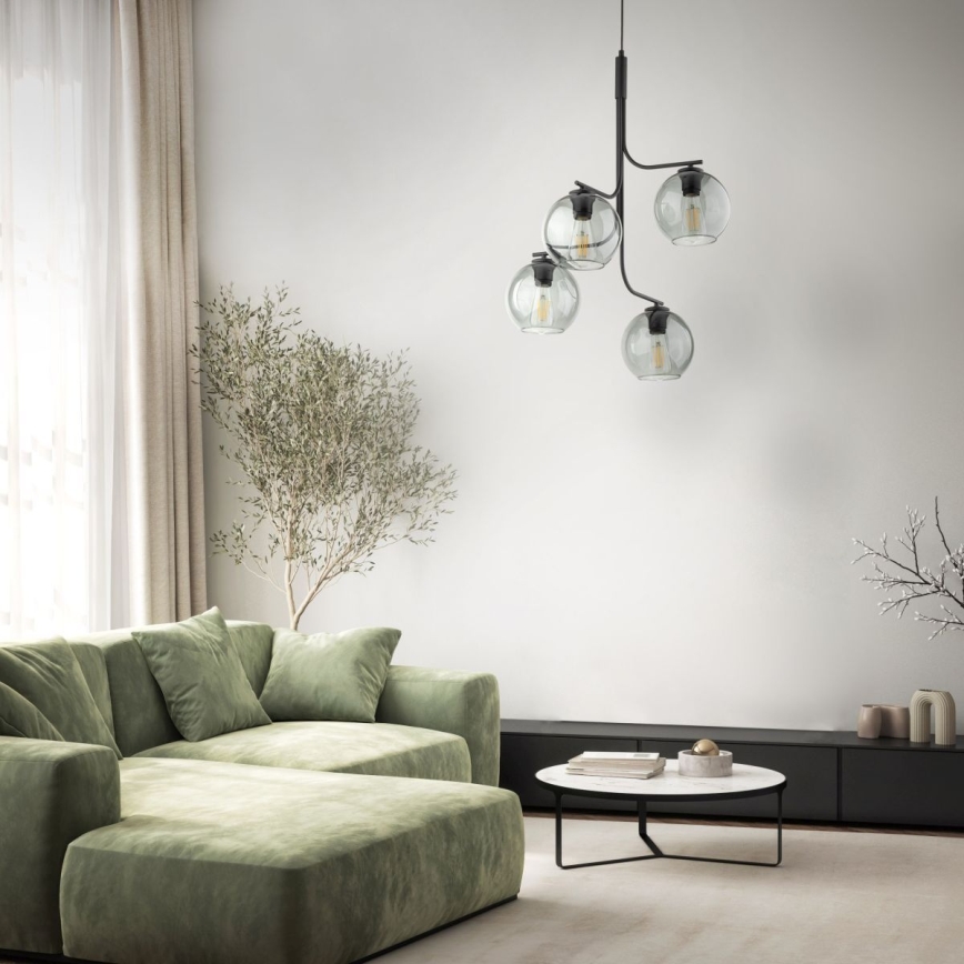 Lampadario LED su cavo CESAR 4xE27/15W/230V nero/grigio fumé