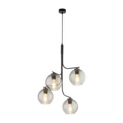 Lampadario LED su cavo CESAR 4xE27/15W/230V nero/grigio fumé