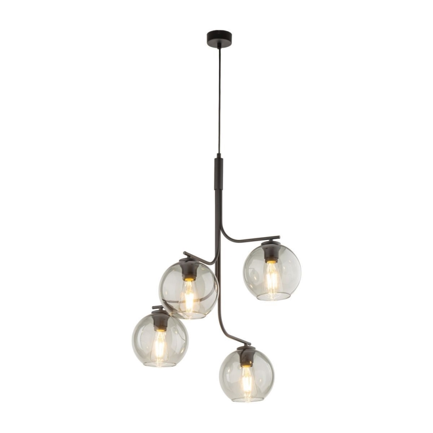 Lampadario LED su cavo CESAR 4xE27/15W/230V nero/grigio fumé