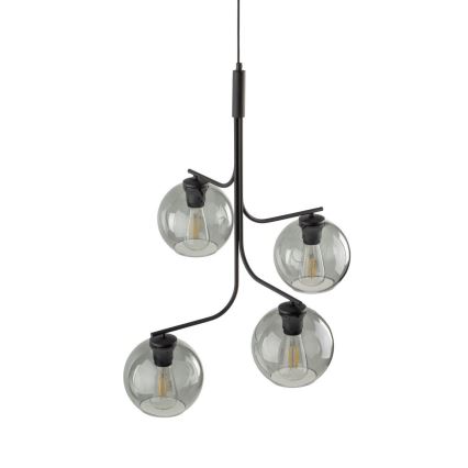 Lampadario LED su cavo CESAR 4xE27/15W/230V nero/grigio fumé
