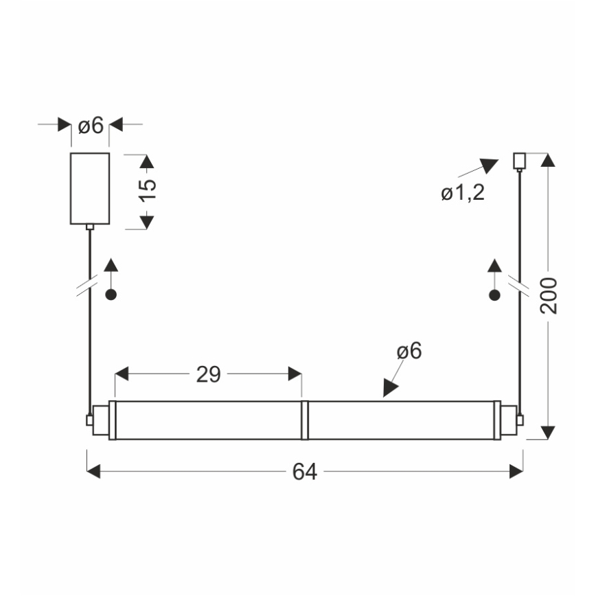 Lampadario LED su cavo CORTE LED/18W/230V nero