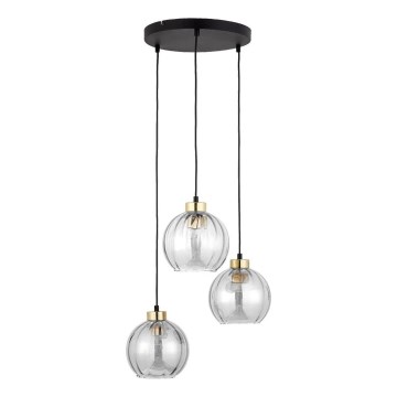 Lampadario LED su cavo DEVI 3xE27/15W/230V nero/trasparente