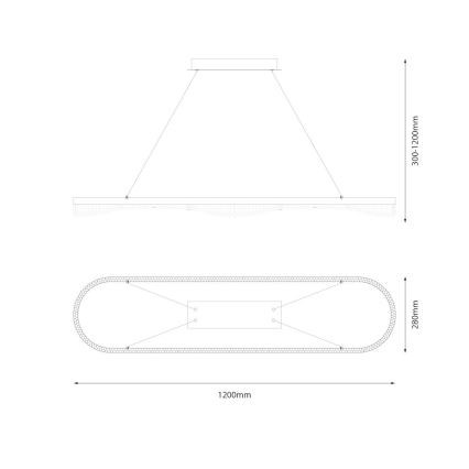 Lampadario LED su cavo LED/45W/230V oro
