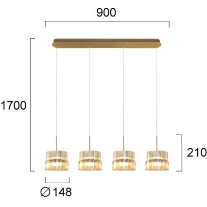 Lampadario LED su cavo LUXE LED/46W/230V ottone