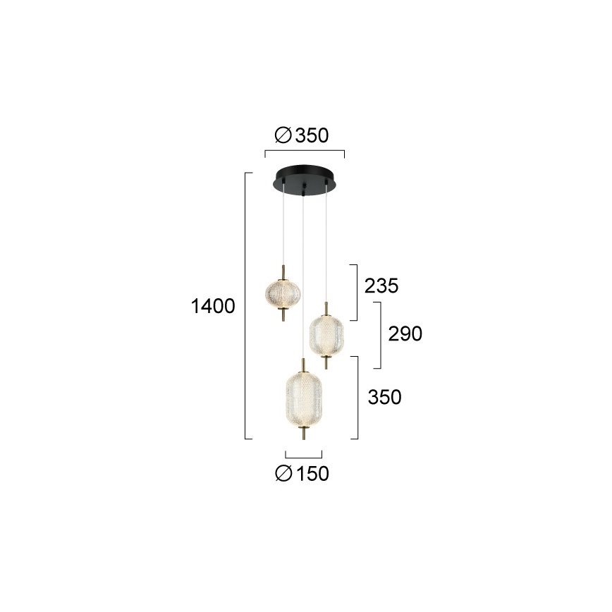 Lampadario LED su cavo PELLUCID LED/20W/230V bronzo/nero