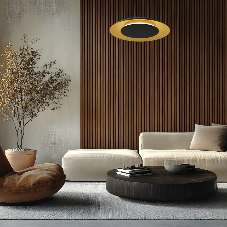 Lampadario LED su cavo PIATTINO LED/30W/230V 2700/3200/4000K Ø 40 cm nero/oro