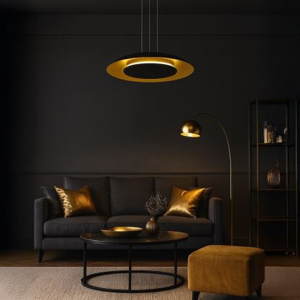 Lampadario LED su cavo PIATTINO LED/30W/230V 2700/3200/4000K Ø 40 cm nero/oro