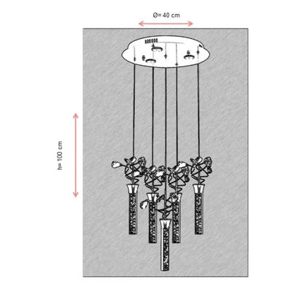 Lampadario LED su cavo PIGEON 5xLED/6W/230V 6500K cromo lucido