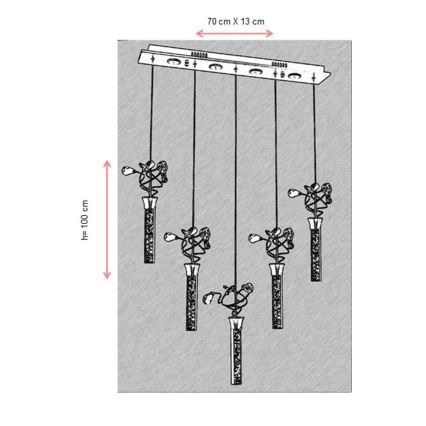 Lampadario LED su cavo PIGEON 5xLED/6W/230V 6500K cromo lucido