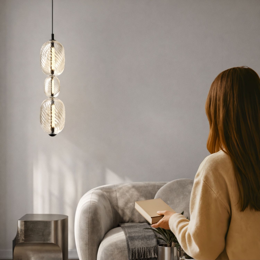 Lampadario LED su cavo PLAYA LED/12W/230V nero