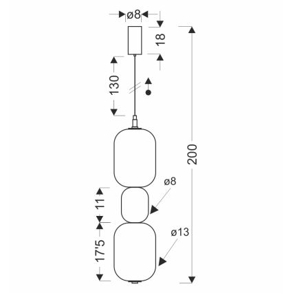 Lampadario LED su cavo PLAYA LED/12W/230V nero