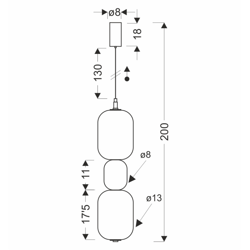 Lampadario LED su cavo PLAYA LED/12W/230V nero