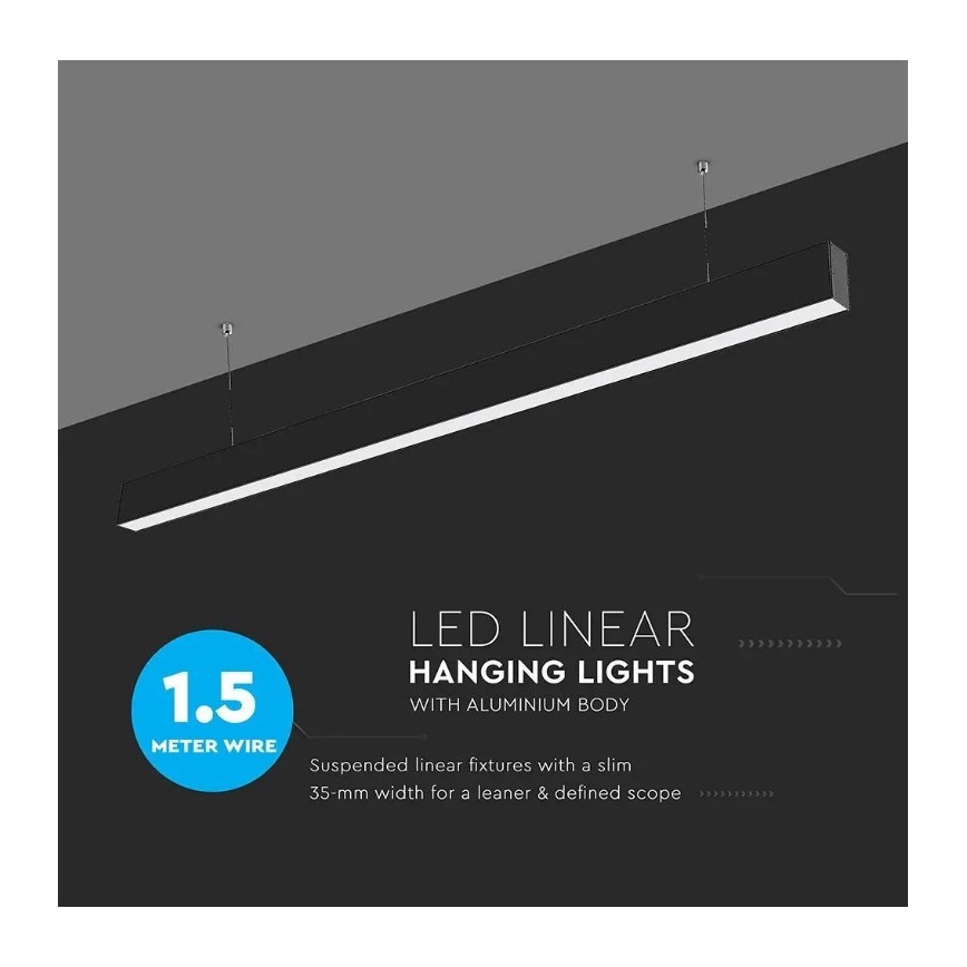 Lampadario LED a cavo CHIP SAMSUNG LED/40W/230V 4000K nero