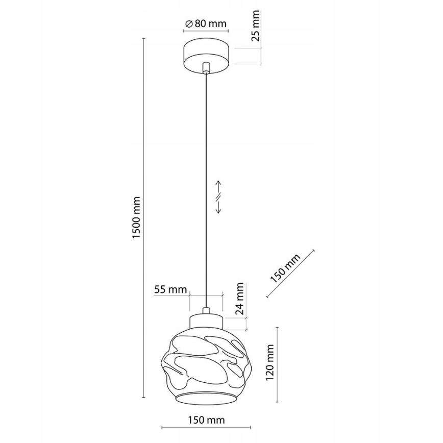 Lampadario LED su cavo ZULIA 1xE27/15W/230V nero/fumé