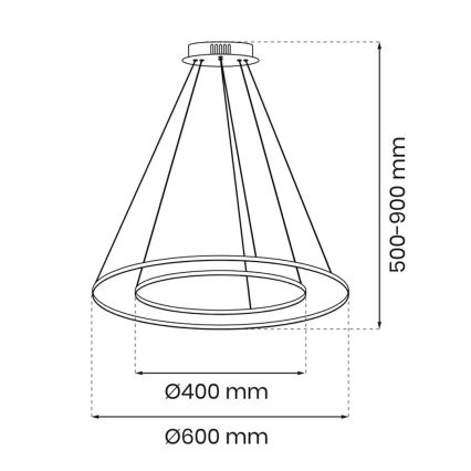 Lampadario LED su corda ROTONDA LED/51W/230V dorato