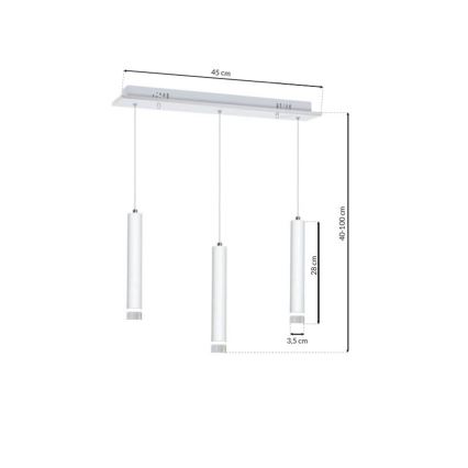 Lampadario LED su filo ALBA 3xLED/15W/230V bianco