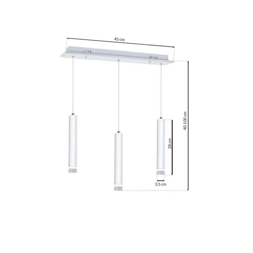 Lampadario LED su filo ALBA 3xLED/15W/230V bianco