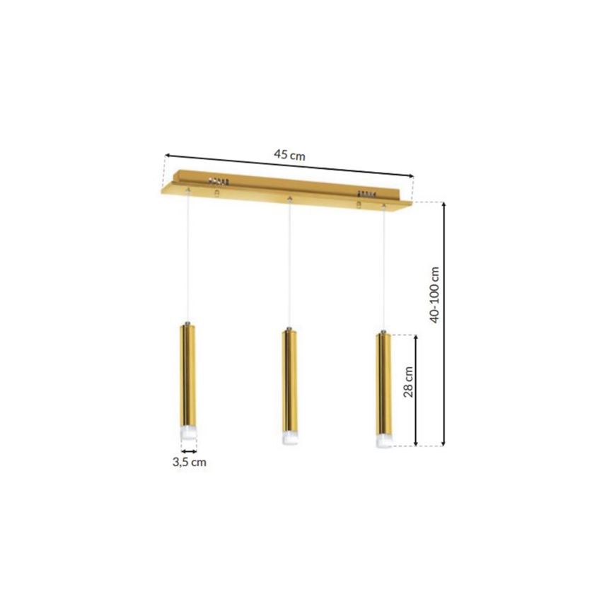 Lampadario LED su filo GOLDIE 3xLED/15W/230V dorato