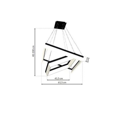 Lampadario LED su filo NERO 2xLED/80W/230V