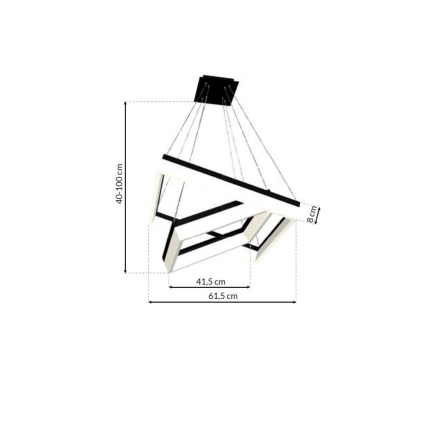 Lampadario LED su filo NERO 2xLED/80W/230V