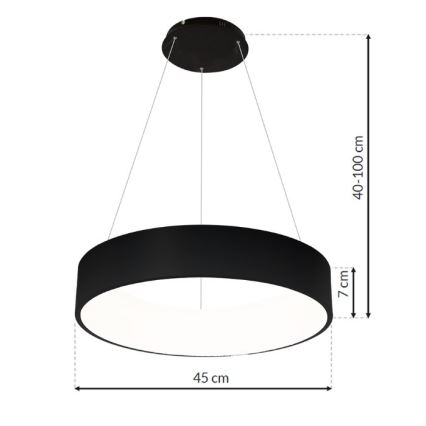 Lampadario LED su fune OHIO BLACK LED/24W/230V