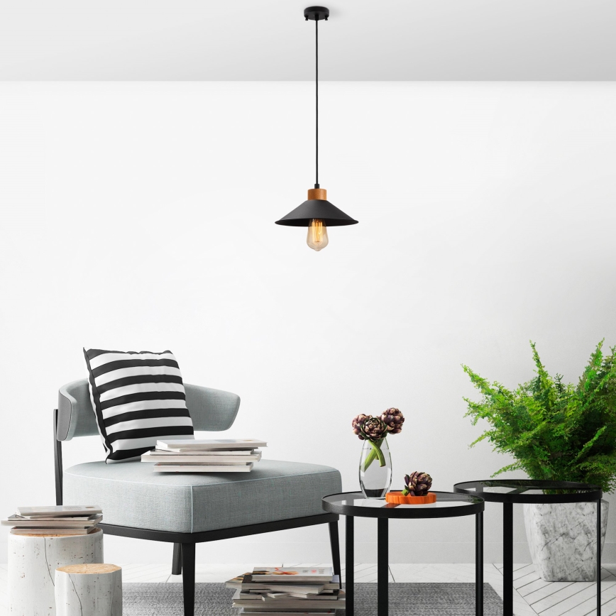 Lampadario MANAVGAT 1xE27/40W/230V nero/marrone