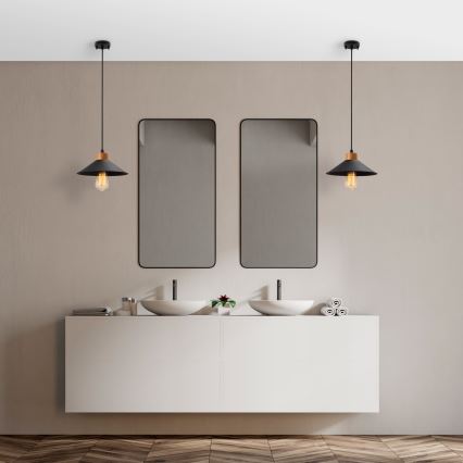 Lampadario MANAVGAT 1xE27/40W/230V nero/marrone