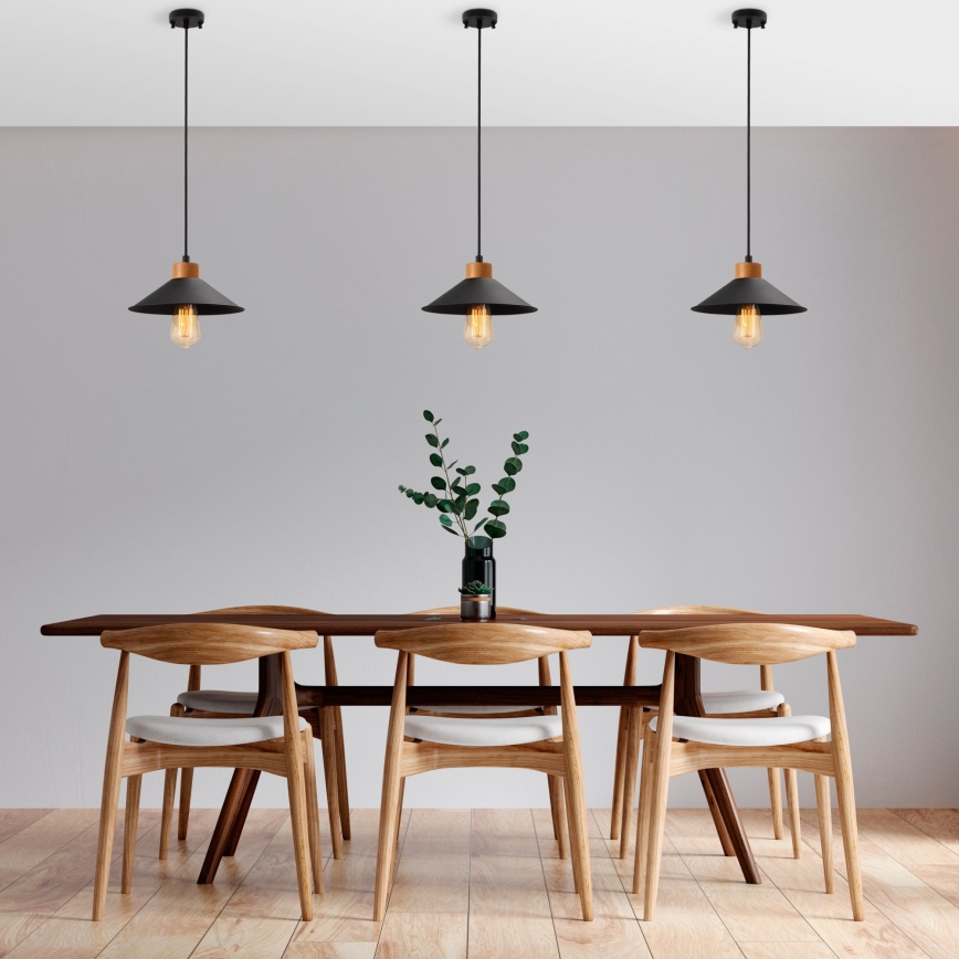 Lampadario MANAVGAT 1xE27/40W/230V nero/marrone