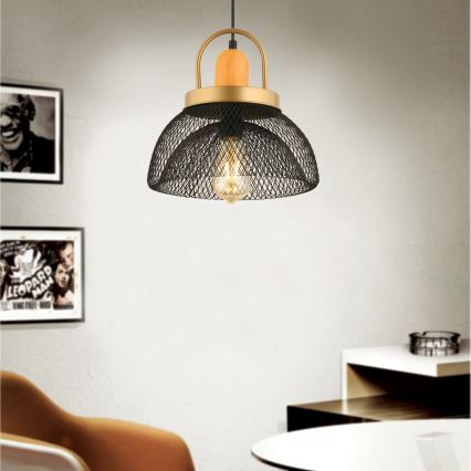 Lampadario MONZA 1xE27/40W/230V diametro 29 cm nero/oro