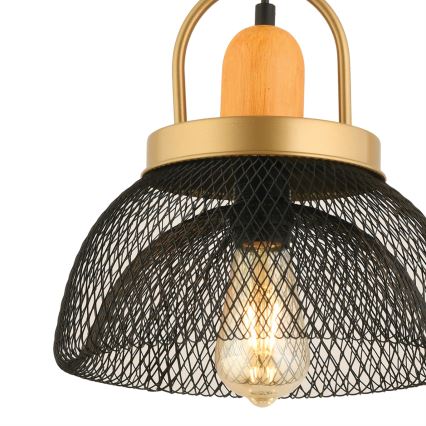 Lampadario MONZA 1xE27/40W/230V diametro 29 cm nero/oro