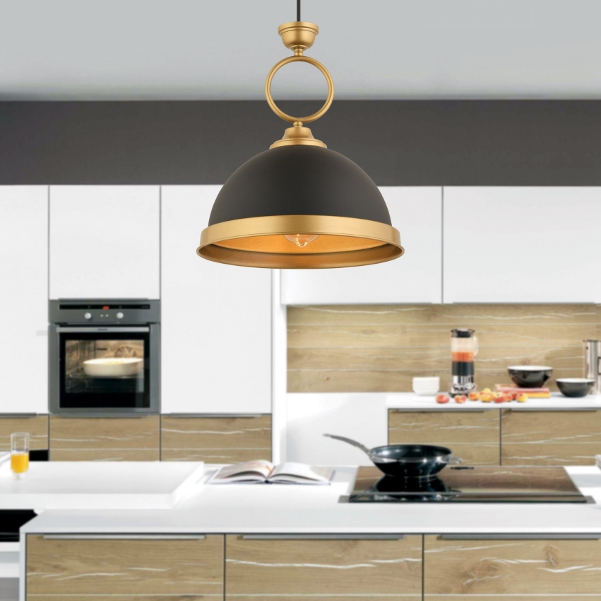 Lampadario MONZA 1xE27/40W/230V diametro 30 cm nero/bronzo