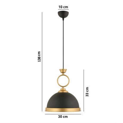 Lampadario MONZA 1xE27/40W/230V diametro 30 cm nero/bronzo