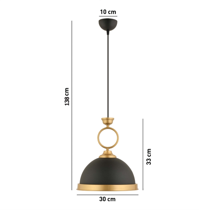Lampadario MONZA 1xE27/40W/230V diametro 30 cm nero/bronzo