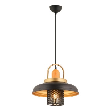 Lampadario MONZA 1xE27/40W/230V diametro 32 cm nero/oro